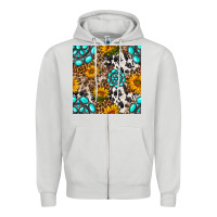 Dove Grey western gemstone and sunflower seamless pattern Zipper Hoodie - BundleAndBundleShop