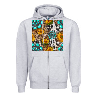Heather Grey western gemstone and sunflower seamless pattern Zipper Hoodie - BundleAndBundleShop