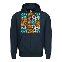 Navy western gemstone and sunflower seamless pattern Zipper Hoodie - BundleAndBundleShop