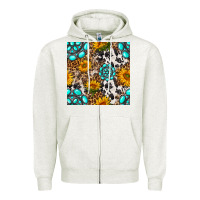 Oatmeal Heather western gemstone and sunflower seamless pattern Zipper Hoodie - BundleAndBundleShop