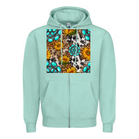 Seafoam western gemstone and sunflower seamless pattern Zipper Hoodie - BundleAndBundleShop