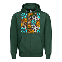 Sports Green western gemstone and sunflower seamless pattern Zipper Hoodie - BundleAndBundleShop