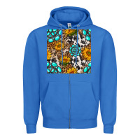 True Royal western gemstone and sunflower seamless pattern Zipper Hoodie - BundleAndBundleShop