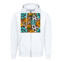 White western gemstone and sunflower seamless pattern Zipper Hoodie - BundleAndBundleShop