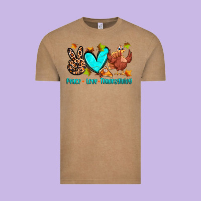 Peace Love Thanksgiving Vintage Tee Designed By Zillion Design Studio