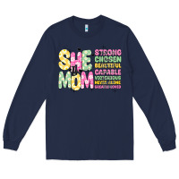 Navy she is mom Long Sleeve Tee - JahusDesignShop
