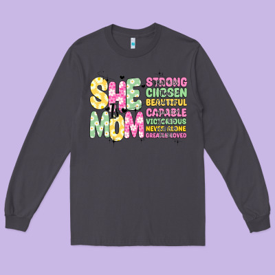 She Is Mom Long Sleeve Tee Designed By Jahusdesignshop