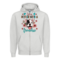 Dove Grey life is better with a frenchie Zipper Hoodie - Jasminsmagicworld