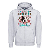 Heather Grey life is better with a frenchie Zipper Hoodie - Jasminsmagicworld