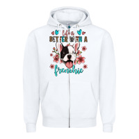 White life is better with a frenchie Zipper Hoodie - Jasminsmagicworld