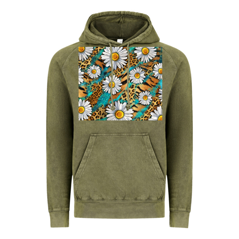 Leopard And Tiger Daisy Vintage Hoodie by RanaPortraitStore | Teevron