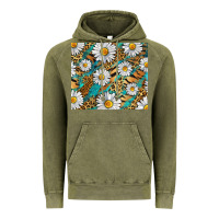 Vintage Olive Leopard And Tiger Daisy Vintage Hoodie - RanaPortraitStore