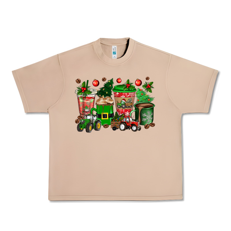 Christmas Tractor Coffee Cups Urban Heavy Tee by texasbilliewilder | Teevron