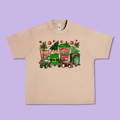 Christmas Tractor Coffee Cups Urban Heavy Tee Designed By Texasbilliewilder