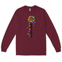 Burgundy autism mama sunflower black Long Sleeve Tee - JahusDesignShop