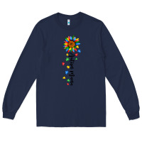 Navy autism mama sunflower black Long Sleeve Tee - JahusDesignShop