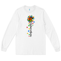 White autism mama sunflower black Long Sleeve Tee - JahusDesignShop