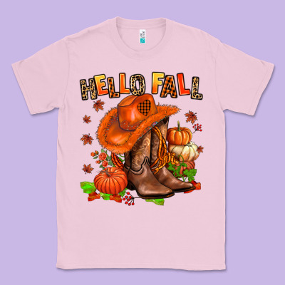Hello Fall Pumpkins  Cowgirl  And Roses Classic Tee Designed By Adodesignshop