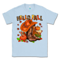 Dusty Blue hello fall pumpkins  cowgirl  and roses Classic Tee - AdoDesignShop