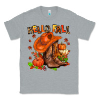 Heather Grey hello fall pumpkins  cowgirl  and roses Classic Tee - AdoDesignShop