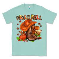 Seafoam hello fall pumpkins  cowgirl  and roses Classic Tee - AdoDesignShop