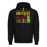 Black cold beer and christmas cheer with beer bottles Zipper Hoodie - AdoDesignShop