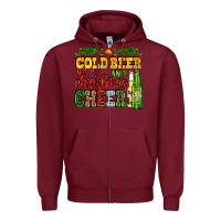 Burgundy cold beer and christmas cheer with beer bottles Zipper Hoodie - AdoDesignShop