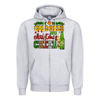 Heather Grey cold beer and christmas cheer with beer bottles Zipper Hoodie - AdoDesignShop