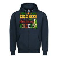 Navy cold beer and christmas cheer with beer bottles Zipper Hoodie - AdoDesignShop