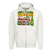 Oatmeal Heather cold beer and christmas cheer with beer bottles Zipper Hoodie - AdoDesignShop