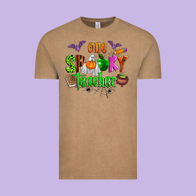 One Spooky Teacher Vintage Tee Designed By Zillion Design Studio