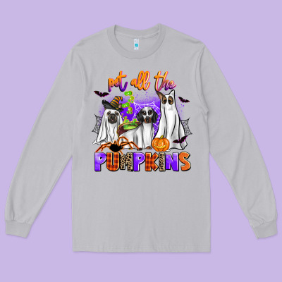 Pet All The Pupkins Long Sleeve Tee Designed By Adodesignshop