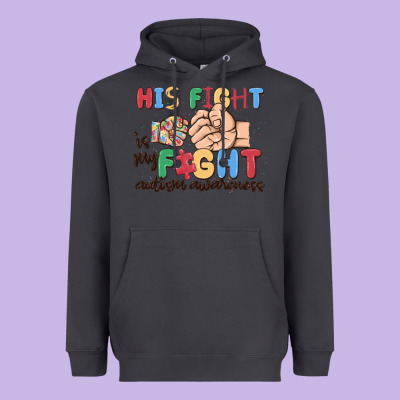His Fight Is My Fight Autism Awareness Heavyweight Hoodie Designed By Maliassmallbusiness