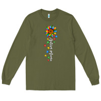 Army Green autism mama sunflower white Long Sleeve Tee - JahusDesignShop