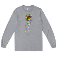 Heather Grey autism mama sunflower white Long Sleeve Tee - JahusDesignShop