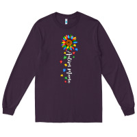 Plum autism mama sunflower white Long Sleeve Tee - JahusDesignShop