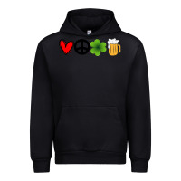 Black Funny St Patricks Day Love Peace Clover and Beer Urban Hoodie - Bettercallsaul