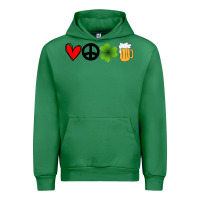 Emerald Funny St Patricks Day Love Peace Clover and Beer Urban Hoodie - Bettercallsaul