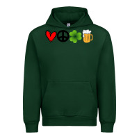 Forest Green Funny St Patricks Day Love Peace Clover and Beer Urban Hoodie - Bettercallsaul
