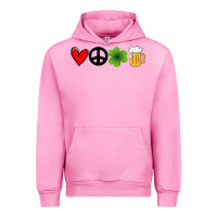 Fuchsia Pink Funny St Patricks Day Love Peace Clover and Beer Urban Hoodie - Bettercallsaul