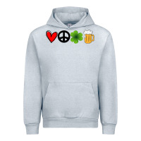 Heather Grey Funny St Patricks Day Love Peace Clover and Beer Urban Hoodie - Bettercallsaul
