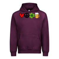 Mauve Wine Funny St Patricks Day Love Peace Clover and Beer Urban Hoodie - Bettercallsaul