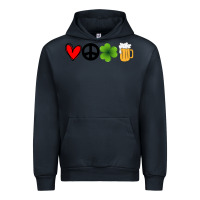 Navy Funny St Patricks Day Love Peace Clover and Beer Urban Hoodie - Bettercallsaul
