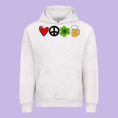Funny St Patricks Day Love Peace Clover And Beer Urban Hoodie Designed By Bettercallsaul