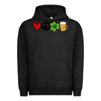 Pigment Black Funny St Patricks Day Love Peace Clover and Beer Urban Hoodie - Bettercallsaul