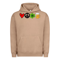 Pigment Burro Funny St Patricks Day Love Peace Clover and Beer Urban Hoodie - Bettercallsaul