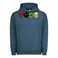 Pigment Midnight Navy Funny St Patricks Day Love Peace Clover and Beer Urban Hoodie - Bettercallsaul