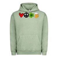 Pigment Oil Green Funny St Patricks Day Love Peace Clover and Beer Urban Hoodie - Bettercallsaul