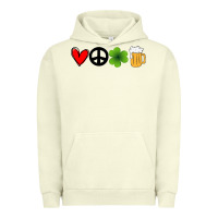 Pigment Pistachio Funny St Patricks Day Love Peace Clover and Beer Urban Hoodie - Bettercallsaul
