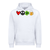 White Funny St Patricks Day Love Peace Clover and Beer Urban Hoodie - Bettercallsaul